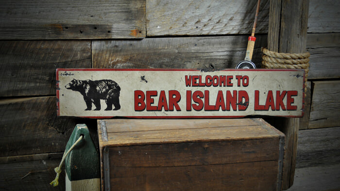 Personalized Welcome To Wood Sign – Bear – Rustic Hand Made Vintage Wood Sign