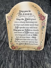 9.25inX7.25in “May You Be BLESSED” Wooden Hanging Wall Plaque with Stand – Used