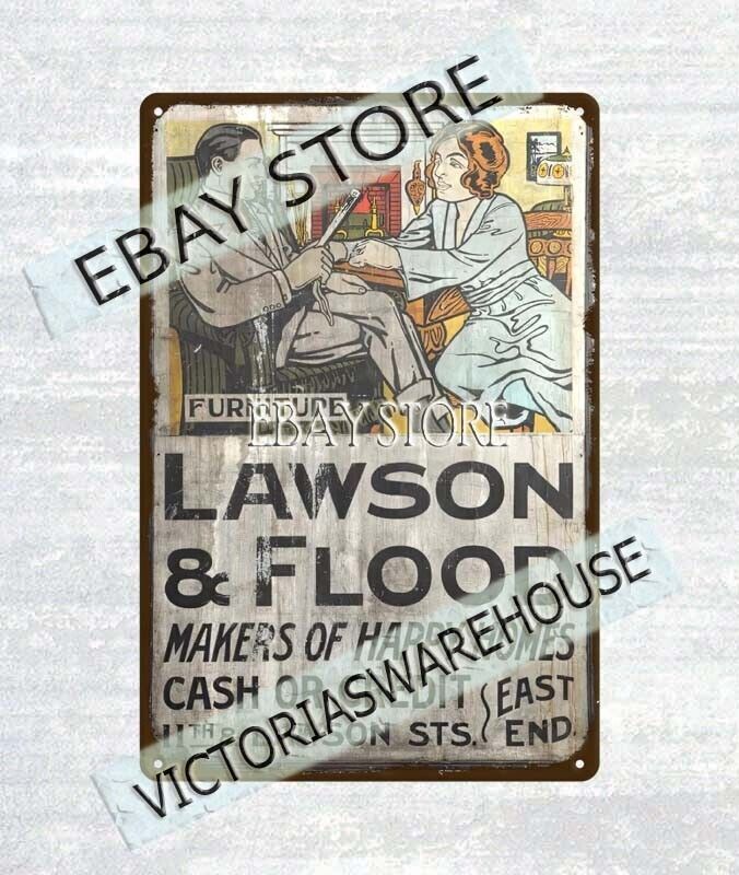 Lawson Flood furnitures metal tin sign poster advertising memorabilia wall art