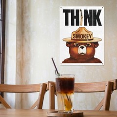 1pc/ 2pcs, Vintage Tin Painting, Cutton Bear Think Smokey Tin Metal Signs, Retro