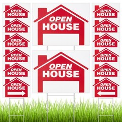 14 PCS Red 24×18 Inch Open House Real Estate Yard Sign Directional Arrow