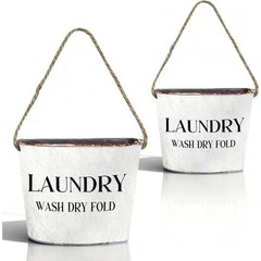 Rustic Farmhouse Wall Mounted Planter Set of 2 Laundry Room Decor Flower Pots