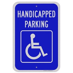 Handicap Parking Sign with Picture of Wheelchair Sign 18” x 12”