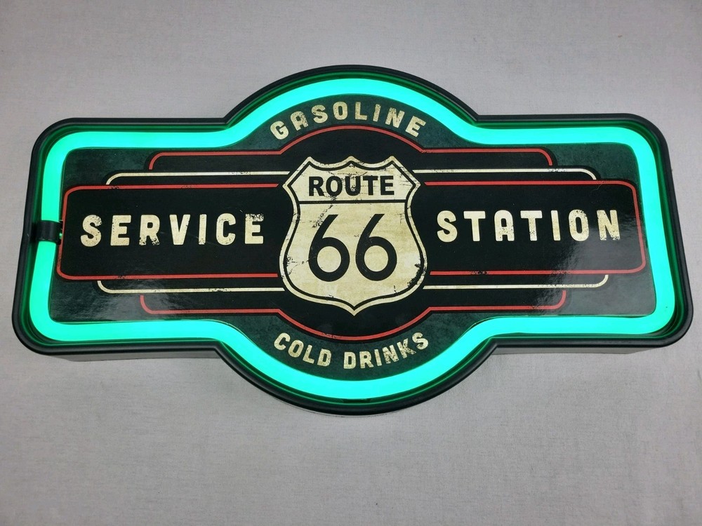 Route 66 Service Station LED Neon Light Sign Retro Americana Wall Decor 9.5″x17″