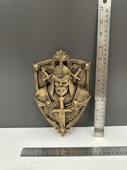 Undead Knight Skull Wall Plaque Medieval Shield Gothic Skeleton Armor Decor 9”