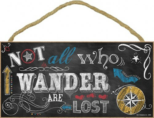 Not all who WANDER Are LOST Chalk Art Travel Hiking Gift 10×5 Wood Sign NEW 980