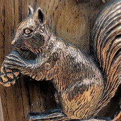 Vintage A & F Canada Squirrel Hanging Plaque Wood with Copper Cabin Cottagecore