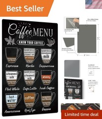 Durable Aluminum Coffee Menu Wall Art – Vintage 12×8 Sign for Bars & Kitchens