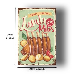 Farmhouse Metal Sign lamb ribs vegetable combo theme grill bar counter decor
