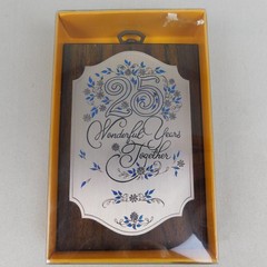 Vintage Cawley 25th Anniversary Wooden Wall Decor Plaque with Engravable Plate