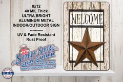 Welcome Rusty Star Metal Indoor/Outdoor Sign 8×12