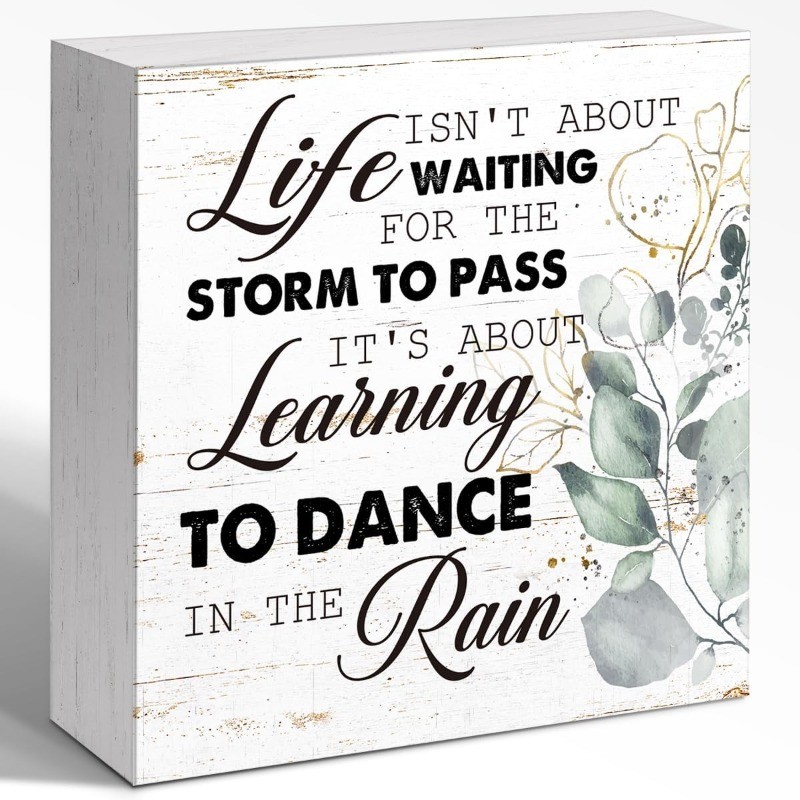 Soft Cursive Life Word Watercolor Eucalyptus Whitewashed Wood Box Sign Gift