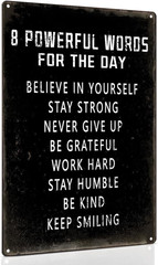 Motivational Wall Sign 8X12″, 8 Powerful Words for the Day | Perfect Wall Decor