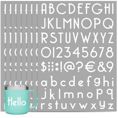584 Pieces 8 sheets 1 inch Self-Adhesive Vinyl Letters Numbers Kit, Modern Ma…
