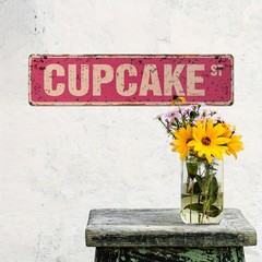 Cupcake ST Distressed Vintage Metal Sign Bakery Cafe Wall Decoration Tin Plaque