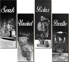 4 Pcs Bathroom Decor Wall Art Farmhouse Bathroom Pictures Wall Decor 11.8 x 3.9