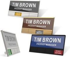 2-IN-1 Aluminum Name Plate For Desk/Doors/Cubicle Wall, With 4 Status Options, C
