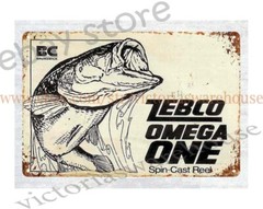 Zebco Omega One Spin-cast Fishing Reel metal tin sign beach House Lake lodge