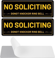 2 Pack No Soliciting Sign, 9″x3″ Inches Rust Free Self-Adhesive Aluminum Signs
