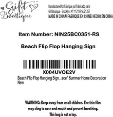Wooden Flip Flop Beach Decor Sign Nautical Coastal Wood Wall Decor with Rope