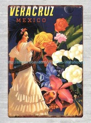 bedroom bar club shop idea Veracruz Mexico travel 1940 metal tin sign