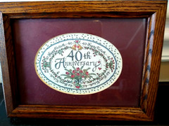 Happy Fortieth 40th ANNIVERSARY Wood Framed Matted Print Creative Calligraphy