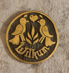 Vintage Dutch Brass Wall/Door Trivet, Counter-top Hot Plate 5″