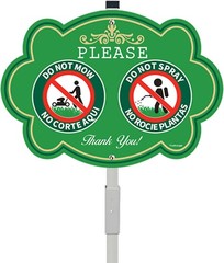 Do Not Mow Do Not Spray Yard Sign with Metal Stake in English and Spanish Plant