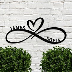 Personalized Infinity Metal Sign, Custom Couple Name Wall Decor Gift