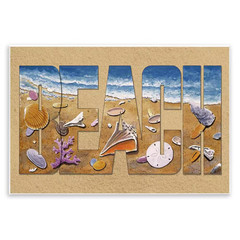 Outlined Beach Letters by Art Brands Holdings, LLC. Unframed Coastal Graphic Art