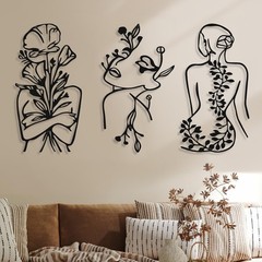 3 Pcs Metal Wall Art Decor Minimalist Abstract Woman Wall Art Metal Modern Li…