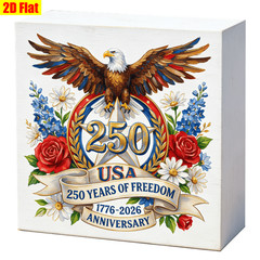 Bald Eagle USA 250 Years of Freedom Wooden Box Sign 1776-2026 Patriotic Gift