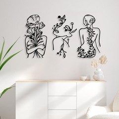 3 Pcs Metal Wall Art Decor Minimalist Abstract Woman Wall Art Metal Modern Li…