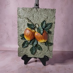Vintage 3D handpainted apple textured Ceramic wall plaque with display stand 10.