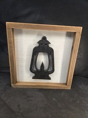 Hobby Lobby Farmhouse Wooden Framed Lantern Wall Decor 9.5×9.5 Sign Rustic