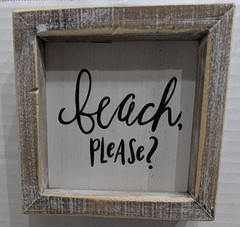 Beach Please? Wood Hanging Free Standing Sign Beach Summer Decor 5″x5″