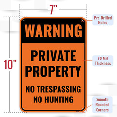 2-Pack Aluminum No Trespassing and No Hunting Signs, 10 x 7 Inches