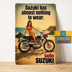 Suzuki Solo Vintage Motorcycle Pin Up Metal Poster Tin Sign 20x30cm Decor