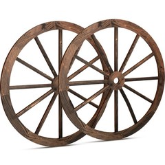 2 Pcs Wagon Wheel Decor Wooden Western Cowboy Party Decorations Vintage Rusti…
