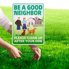 Clean Up After Your Dog Sign 12×9 No Pooping Yard Sign Be A Good Neighbor 2 Pack