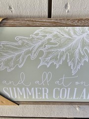 Decorative Fall Sign 9x21x1 Wood Framed NEW Fiber Board Pale Green White Design