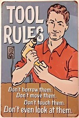TIN SIGN 8×12 Tool rules funny dad husband boyfriend mechanic garage shop A86
