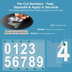 50 PCS 3 Inch Reflective Mailbox Numbers for Outside, 5 Sets Self Adhesive Vi.