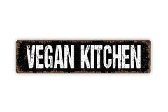 Vegan Kitchen Sign | Metal Kitchen Wall Decor for Plant Based Home