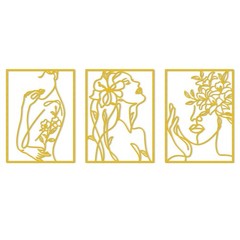 3 PCS Minimalist Gold Wall Decor Female Body Line Art Aesthetic Large Abstract