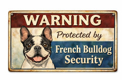 Warning Protected French Bulldog Security Dog Pet Cute Gift 8×12 Metal Sign