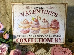 Valentine’s Confectionery Cupcakes Handcrafted Plaque / Sign
