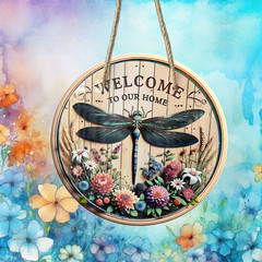 Floral Welcome to our Home 10″ or 12″ Aluminum Sign Outside Inside