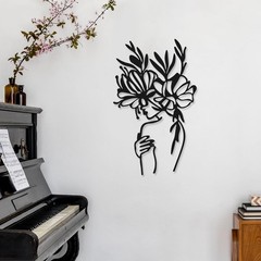 3 PCS Black Metal Wall Art Female Body Minimalist Abstract Line Decor Modern