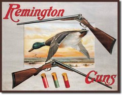 Remington 2 Shotguns and Duck Bullets Guns and Ammo Hunting Metal Sign